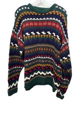 Vintage Old Glory Mens Size XL Colorful Patterned Knit Sweater Made in USA