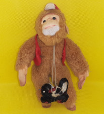 1960'S HERMAN PECKER PLUSH CIRCUS MONKEY TOY W/ SKUNK VINTAGE JAPAN
