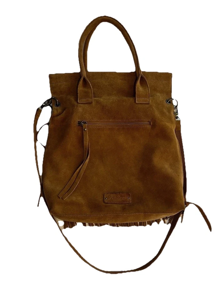 Lucky Brand Crossbody Khaki Bronze Suede Fringe Bag Handles & Removable Strap - Image 3 of 4