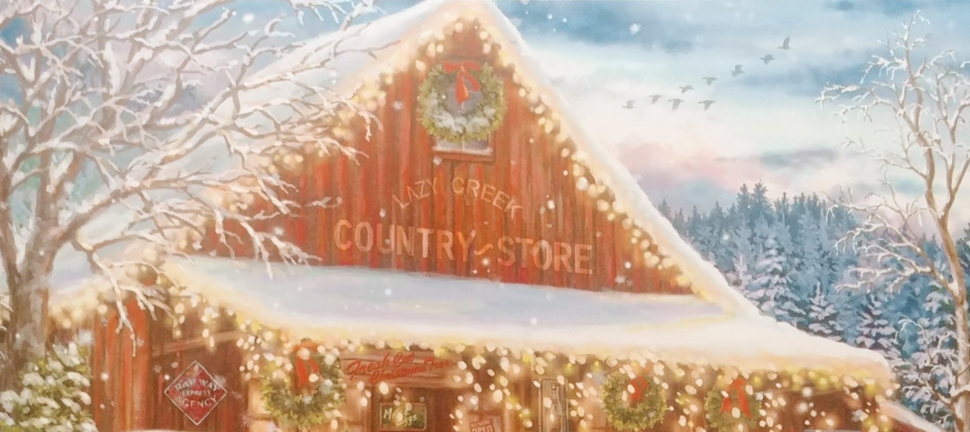 "Lazy Creek Country Store", (4) Leanin' Tree Christmas Cards, With (4) Envelopes