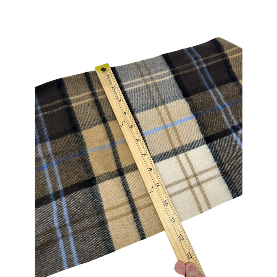 Bufanda borlas a cuadros marrón y azul 100 % cachemir Clubroom unisex nueva sin etiquetas Foto 3 de 4