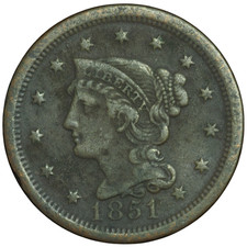 1851 Liberty Head Large Cent Very Fine Condition *JE