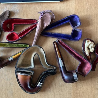 Job Lot Vintage Pipes And Cases Silver Hallmarked Various Makers