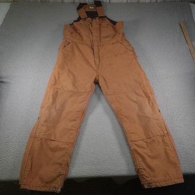 CE Schmidt Bib Overalls Mens Medium Short Brown Double Knee Insulated Canvas