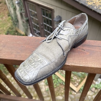Vintage Exotic Green Teju Lizard‎ David Eden Mens 10 Emerald Dress Shoes Oxfords David Eden Exotic Crocodile Teju Lizard Emerald Green Mens  main image 3