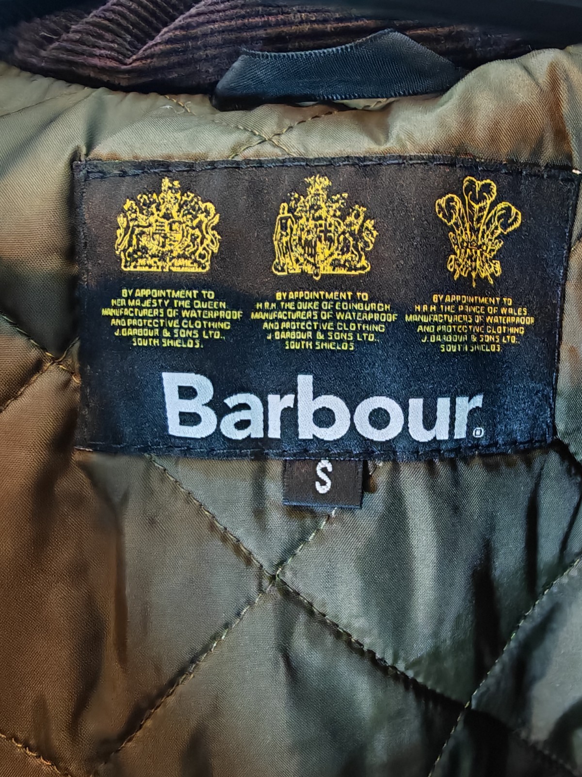 Barbour Sapper Wax Jacket Olive Green Men's Size Small S Quilted Coat image 3