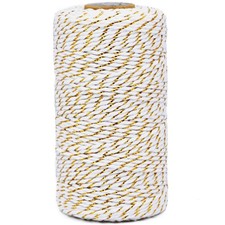 Cotton Twine Gold and White Baker String 2mm Thick 328 Feet Christmas Twine f...