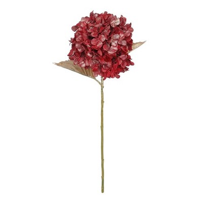 1 Stück Künstliche Hortensie Rot Metallic Glanz Hortensienstiel (66 cm)