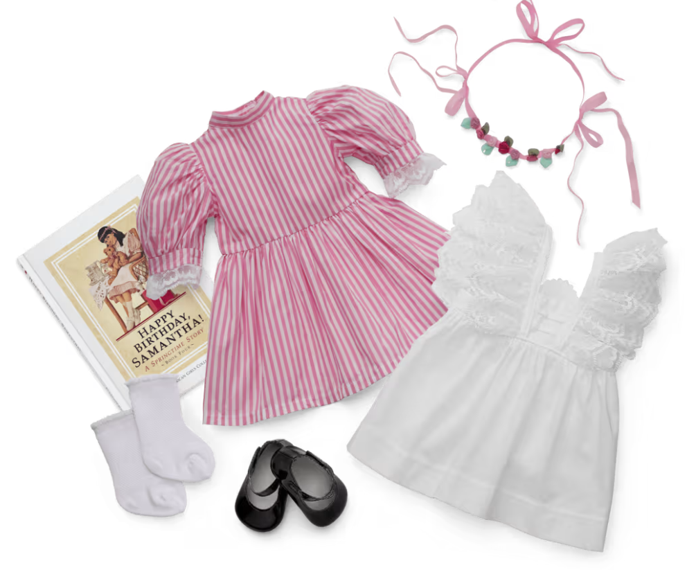 american girl samantha birthday dress PLEASANT COMPANY American Girl Samantha Birthday Outfit Pinafore RARE 1993   Cape Cod Fashionista