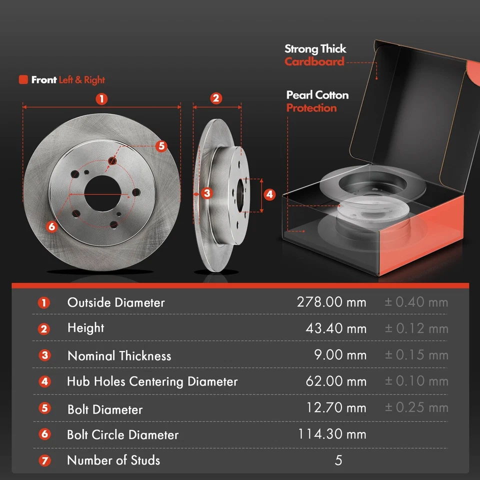 Front & Rear Disc Brake Rotors & Brake Pads for Suzuki SX4 07-13 SX4 Crossover - Image 3 of 4