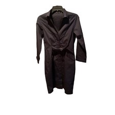 Elie Tahari Button Front Waist Tie Dress Navy Size 2 