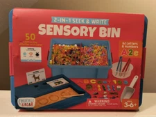 Chuckle & Roar: 2 in 1 Seek & Write Sensory Bin - Letters, Numbers, Sand , Cards