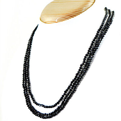 AAA 810.00 CTS NATURAL 20 STRAND RICH BLACK SPINEL ROUND CUT BEADS NECKLACE