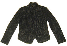 BANANA REPUBLIC Black/Gray Nubby Boucle Zip-Front Lined Wool Blend Jacket 10