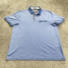 Ted Baker Soft Modal Pique Polo Shirt Mens 5 Blue Short Sleeve Casual Preppy Top