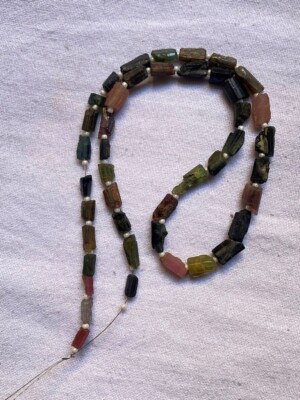Multi Tourmaline Natural rough Beads 5X10 mm 15 inches strand for jewelry making