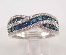 2 Ct Lab-Created London Blue Topaz 14K White Gold Plated Twisted Wedding Band