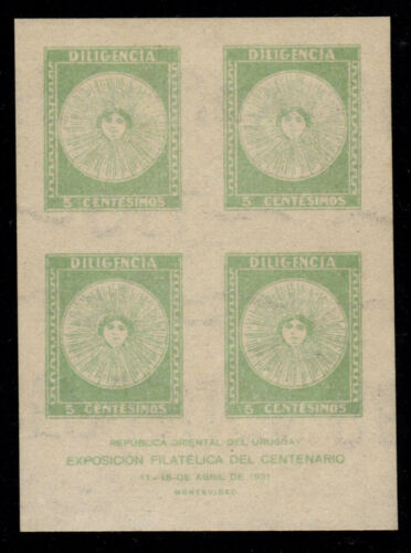 Uruguay - Mint Miniature Sheet of 4 Scott #413a (Stamp on Stamp) - Picture 1 of 1
