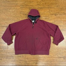 Vintage Carhartt Burgundy TAC J69 Active Canvas Hooded Full Zip Jacket Men's 2XL