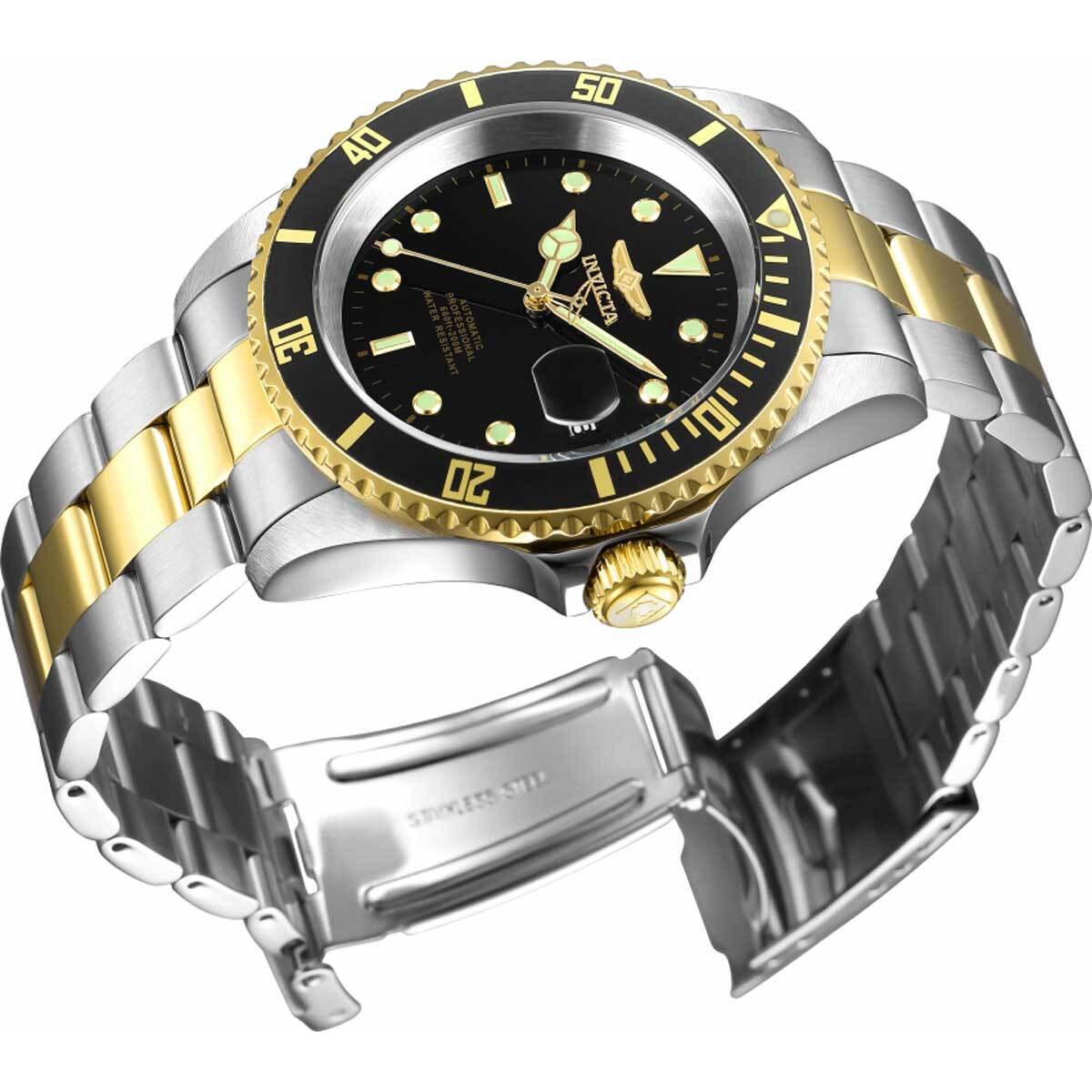Invicta Men's Watch Pro Diver Automatic Black Dial Two Tone