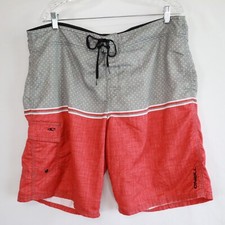 O'Neill Board Shorts Mens 38 Cargo Pocket Surf Swim Beach Trunks Gray Red
