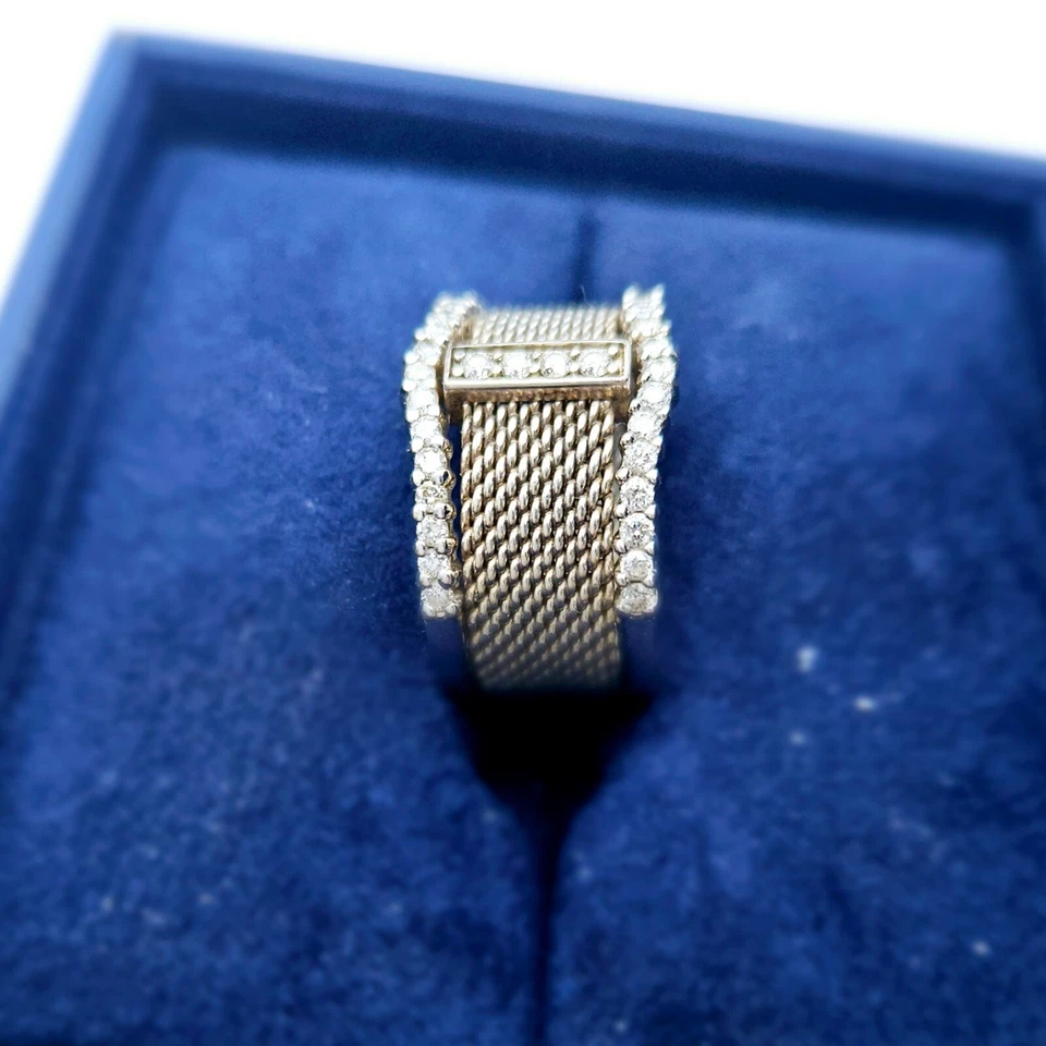 Tiffany & Co, Custom Diamond, 14K White Gold Mesh Band, Ladies Band, Size 5.5  - Image 3 of 4