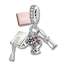 MariaFonte Charm Laurea Diploma Fiori Pergamena Argento 925 Compatibile