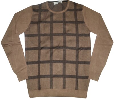 HERREN SHIRT RUNDHALS M L XL XXL Pullover Cognac schwarz schmales Muster UNTERBEWUSSTSEIN