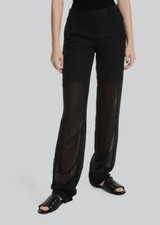  890 Michael Kors Collection Women's Black Mid Rise Straight Linen Pants Size 6