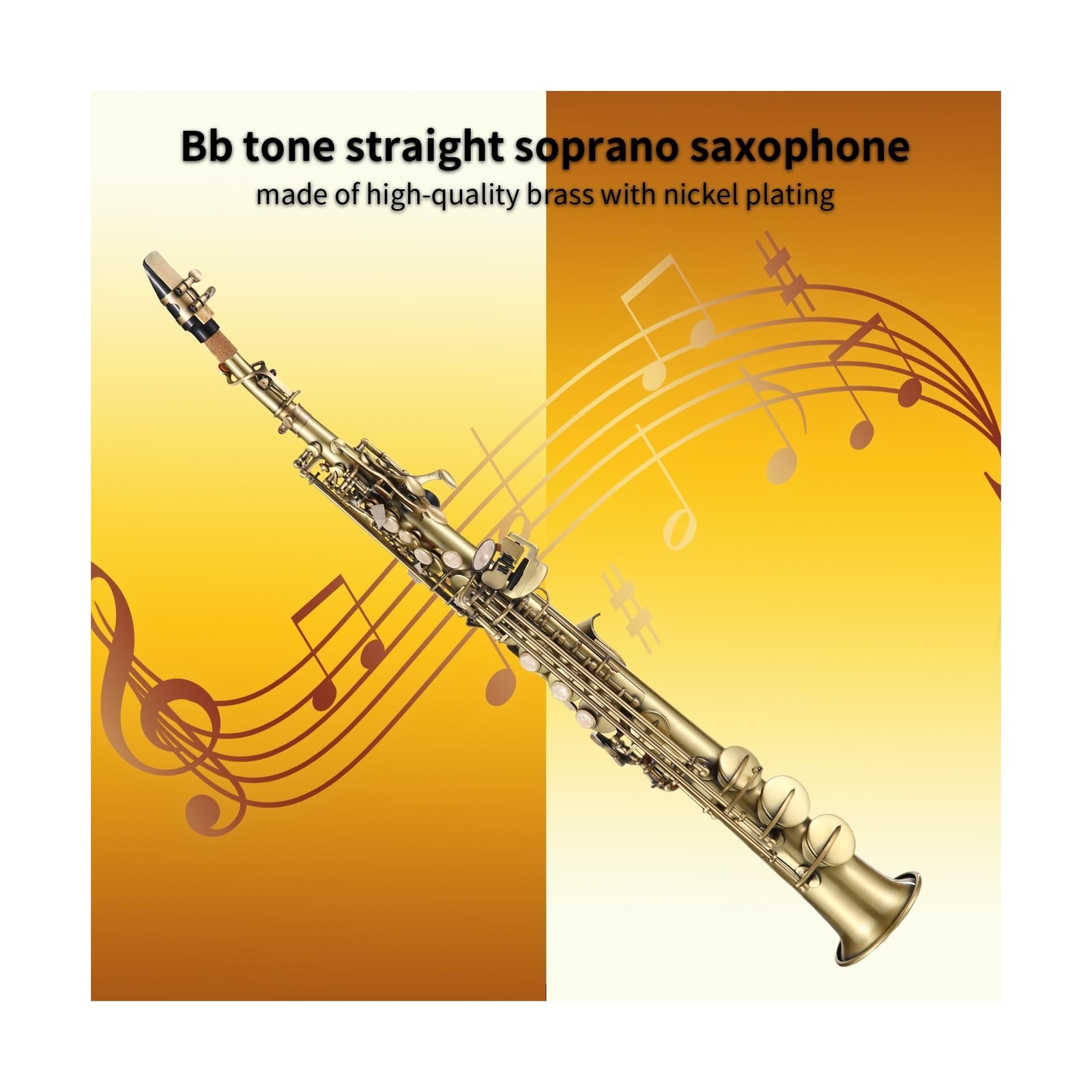Btuty Straight Bb Soprano Saxophone Nickel Plated Sax straight saxophone Prof...
