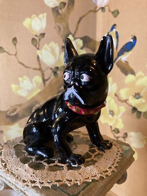 Vtg chalkware Bulldog &glass 剥す Bulldog