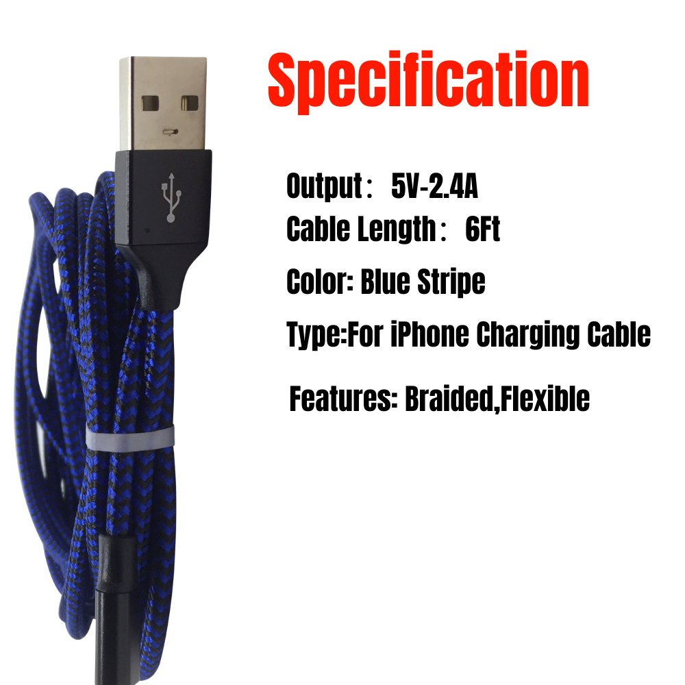 5Pack Braided USB Fast Charging Cable 6ft For iPhone 14 13 12 11