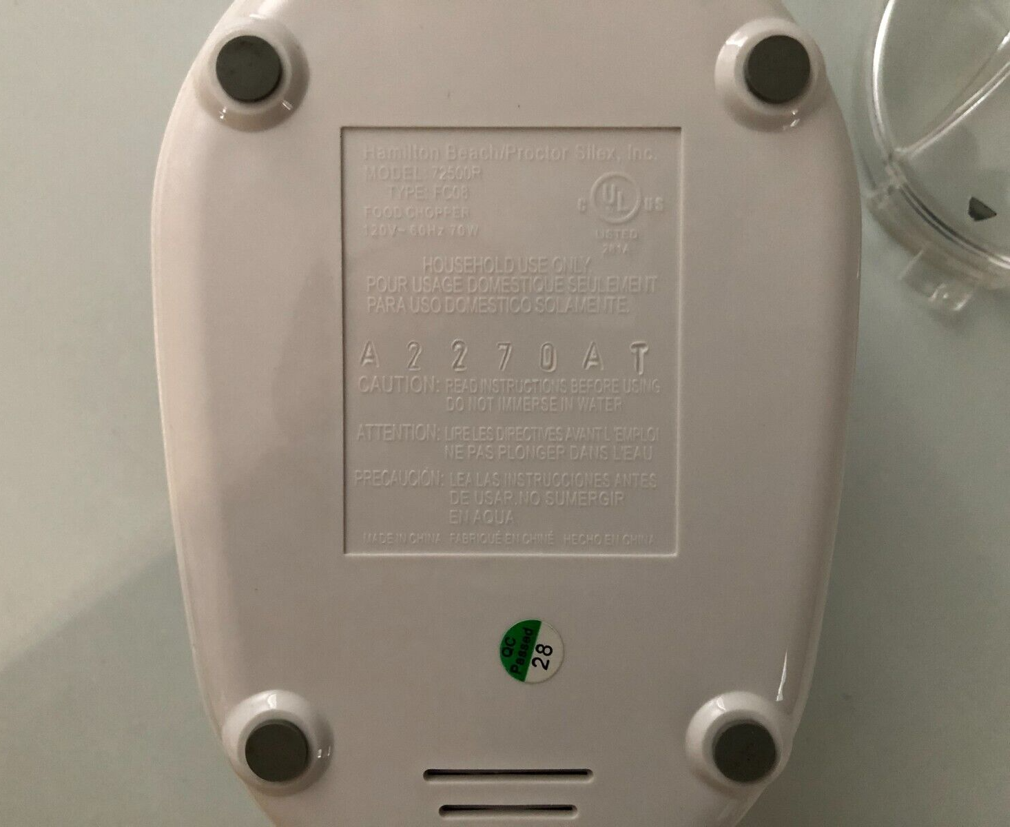 Proctor Silex Food Chopper Compact Model 72500R 1.5Cup Capacity, Small