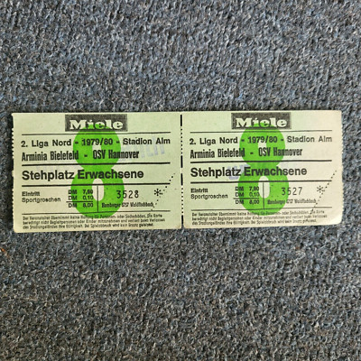 Ticket ( 2X ) DSC Arminia Bielefeld - OSV Hannover  2. Bundesliga Saison 1979/80