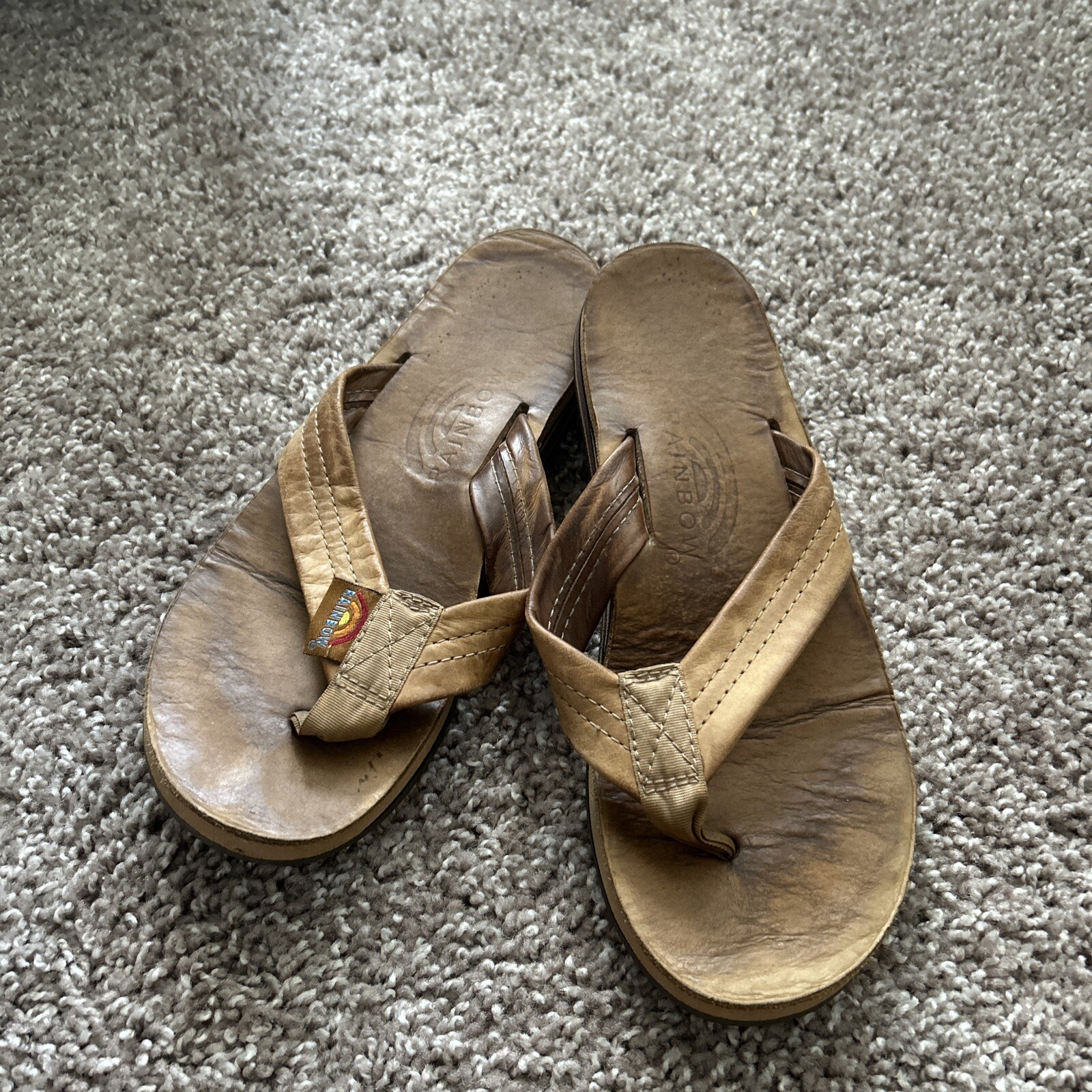 Colorful Rainbow Flip Flops for Women Size 6-image