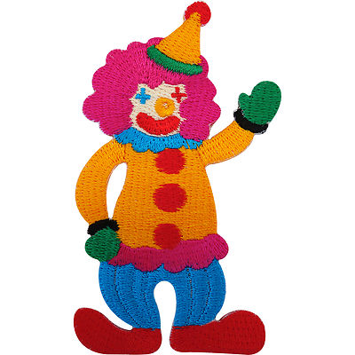 Clown Patch bestickt Abzeichen bügeln / aufnähen Kostüm T-Shirt Jeans Jacke Hut Tasche