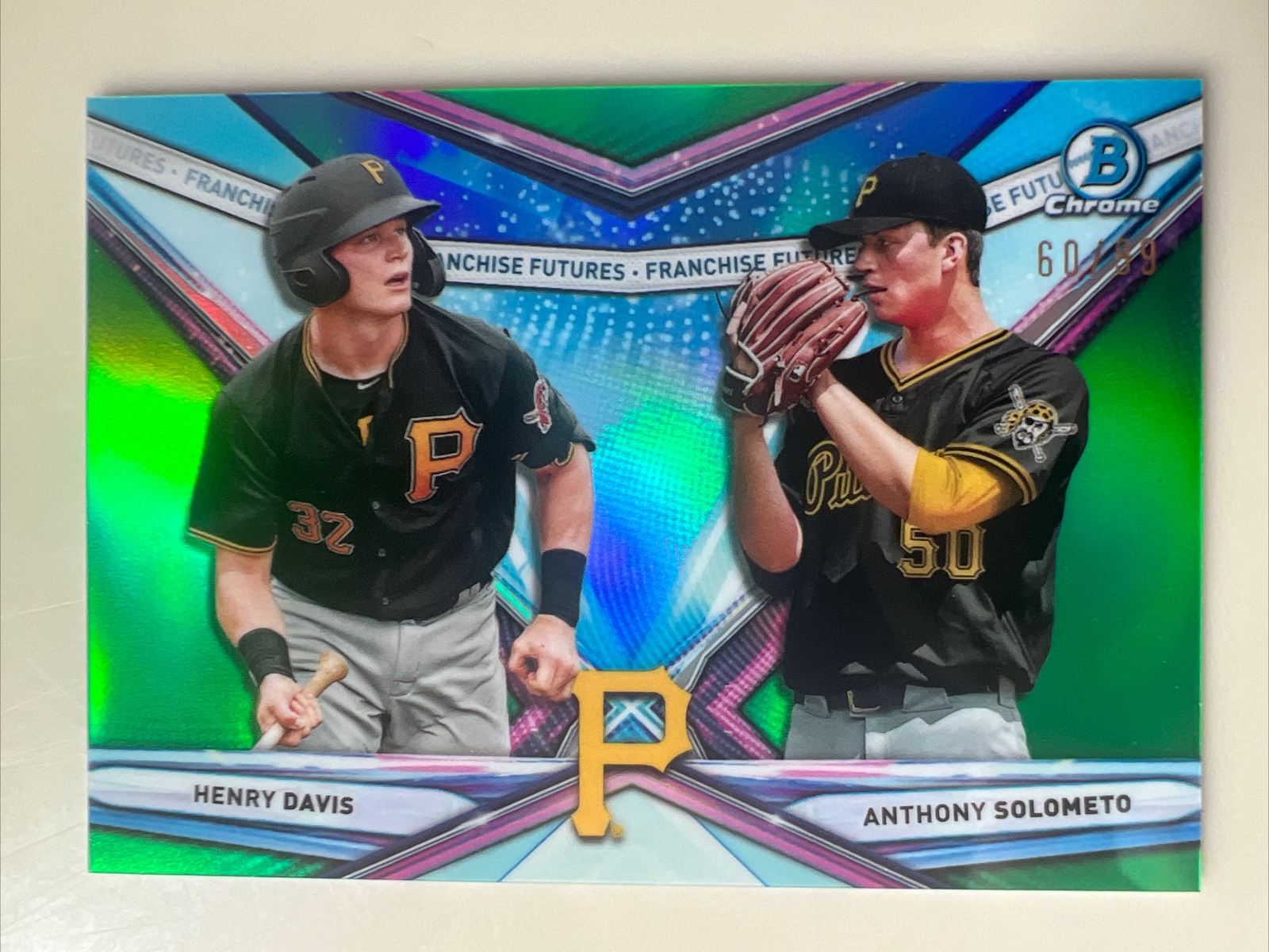 2021 HENRY DAVIS/ANTHONY SOLOMETO GREEN Refractor 60/99 Bowman Draft Chrome