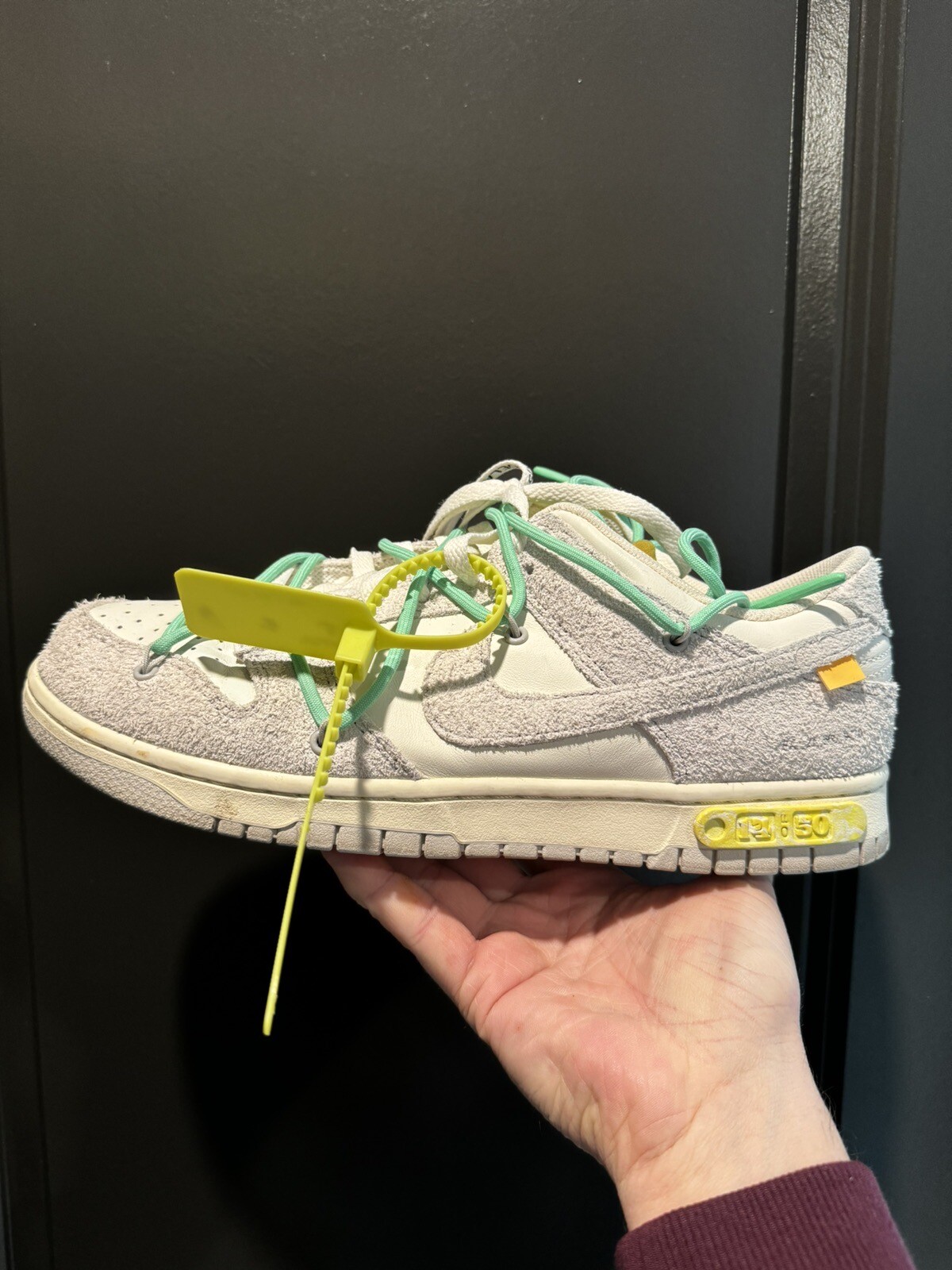 OFF WHITE X NIKE Taglia 11 Nike Dunk Low x Off White lotto 14 di 50 vela grigio neutro DJ0950 106