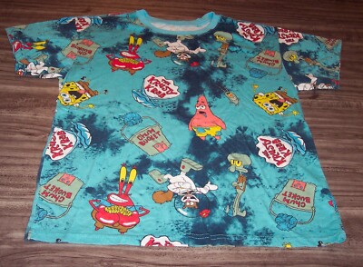 NICKELODEON Spongebob Squarepants T-Shirt MENS SMALL Squidward Mr. Crabs Sandy