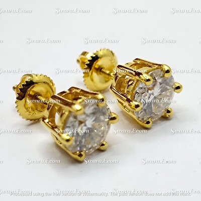 14K Yellow Gold Plated Round Cut Sparkle Moissanite Solitaire