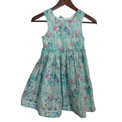 NWT Isaac Mizrahi Blue Pink Mermaid Shell Dress Girls 8 Lined Shell Buttons