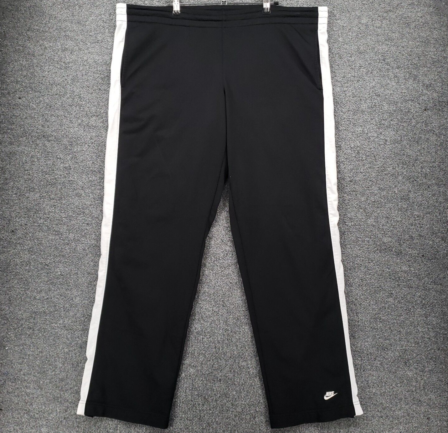 Nike Mens L Large Black Side Striped Straight Leg Athletic Gym Pants-image