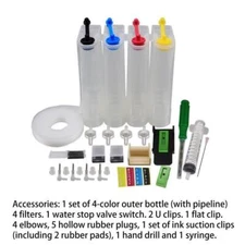 Continuous Ink Supply System for Canon Inkjet Printer 4 Colors Refill DIY Kit
