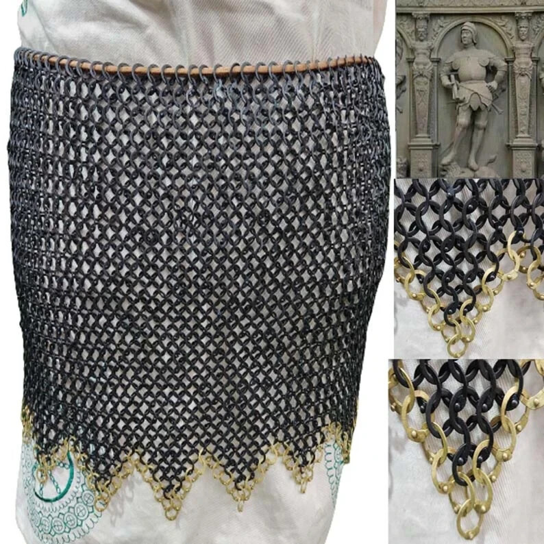 Chainmail Skirt ,Zig Zag mm Flat Ring with soiled ring, Medieval Mail  Skirt