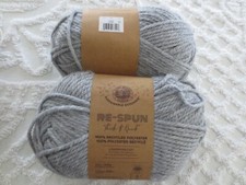 2 - 12 oz. Lion Brand RE-SPUN THICK  QUICK Polyester SILVER Super Bulky 6 YARN