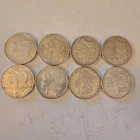 Lot of 8 Morgan Silver Dollars, random dates, .90 fine, VF to AU