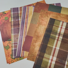 Lot 10 Sheets 12x12 Scrapbook Printed Paper FALL AUTUMN PUMPKIN Vintage