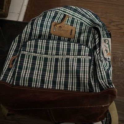 Espirit Rough Ready Backpack - Plaid. Leather Bottom. EXCELLENT