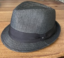 Stetson All American Gray Black Herringbone Fedora Hat Men's Medium