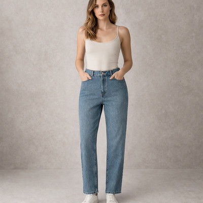 Old Navy Relaxed Jeans Women 16 Regular Blue High Waist 100% Cotton Straight Leg
